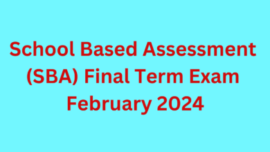 School Based Assessment SBA Final Term Exam February 2024